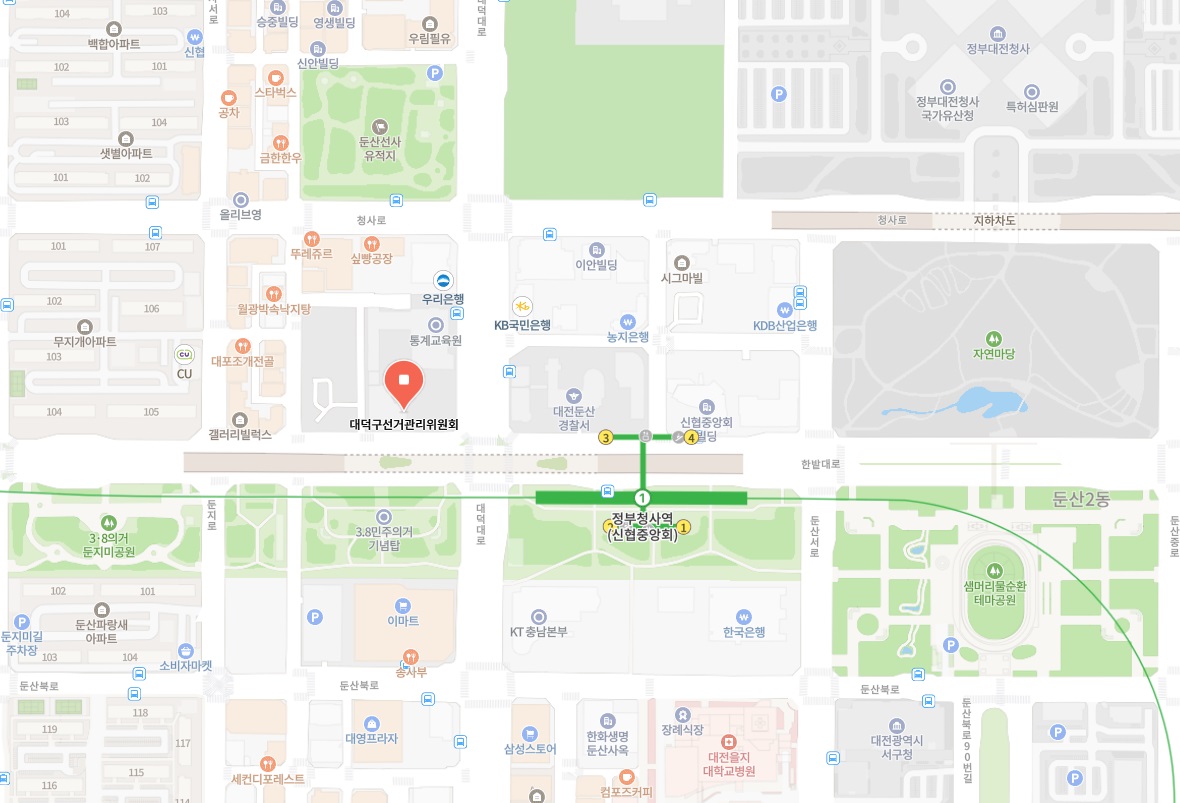 대덕구선거관리위원회 약도 - 자세한 위치는 아래의 내용을 참고하세요.
